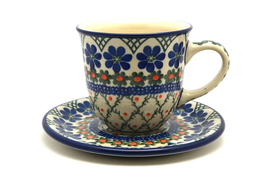 Polish Pottery 8 Oz. Cup & Saucer - Primrose