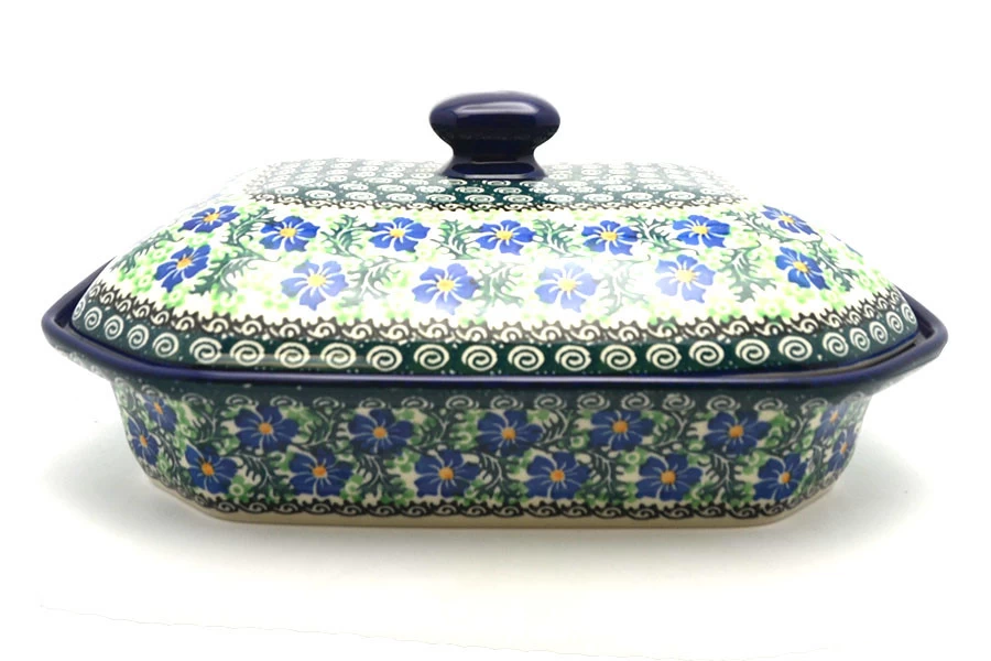 Polish Pottery Baker - Rectangular Covered - Large - Sweet Violet