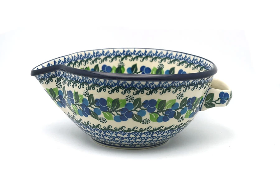 Polish Pottery Batter Bowl - 1 Quart - Blue Berries