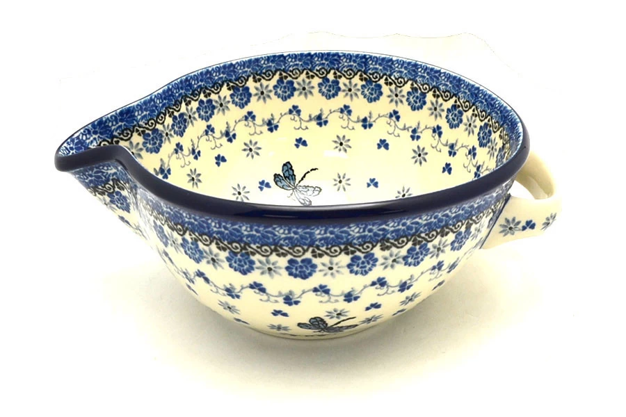 Polish Pottery Batter Bowl - 1 Quart - Dragonfly