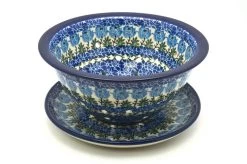 Polish Pottery Berry Bowl With Saucer - Antique Rose