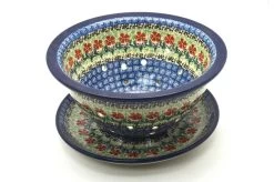 Polish Pottery Berry Bowl With Saucer - Maraschino
