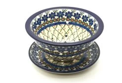 Polish Pottery Berry Bowl With Saucer - Primrose