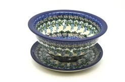 Polish Pottery Berry Bowl With Saucer - Wisteria