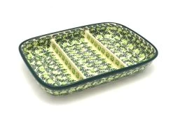 Polish Pottery Dish - Divided Rectangular - Irish Meadow