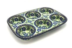 Polish Pottery Muffin Pan - Sweet Violet