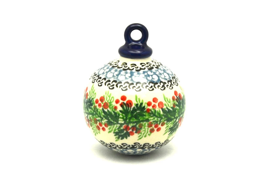 Polish Pottery Ornament - Ball - Holly Berry