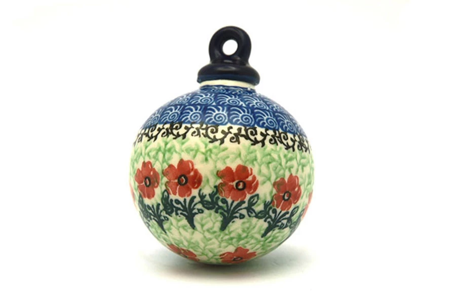 Polish Pottery Ornament - Ball - Maraschino