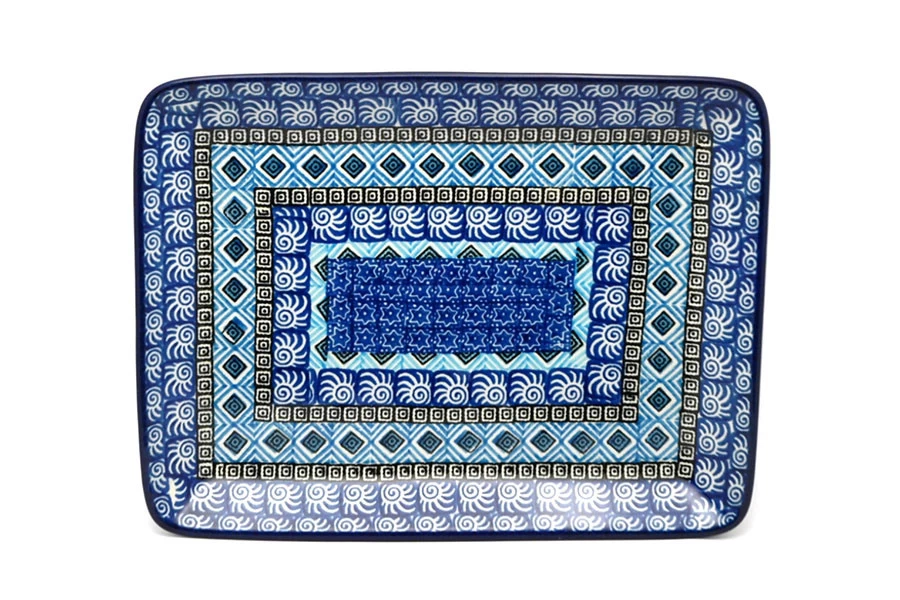 Polish Pottery Plate - Rectangular - Aztec Sky