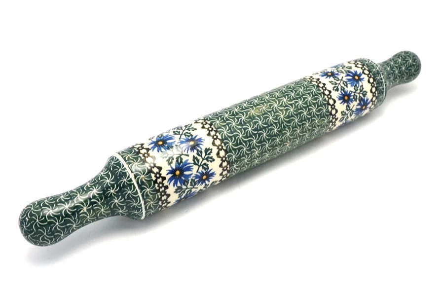 Polish Pottery Rolling Pin - Blue Chicory