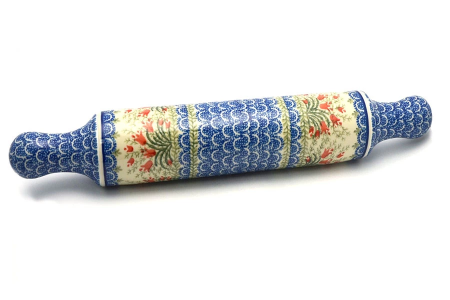 Polish Pottery Rolling Pin - Crimson Bells