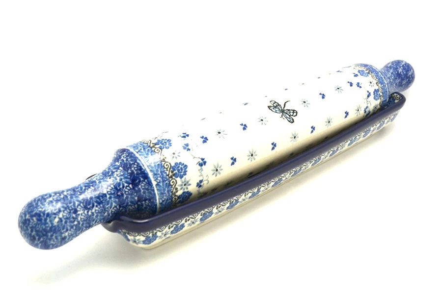 Polish Pottery Rolling Pin With Stand - Dragonfly