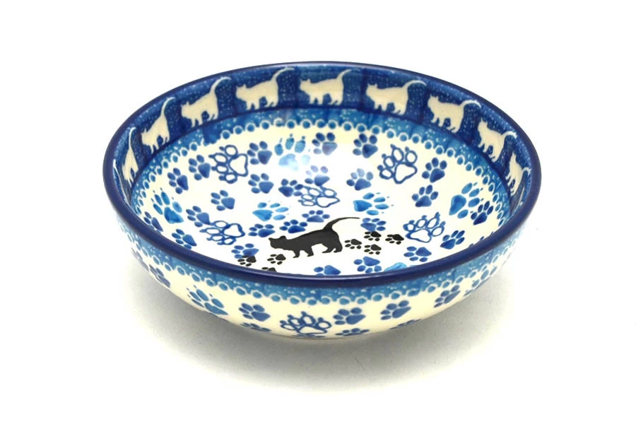 Polish Pottery Small Shallow Bowl - Boo Boo Kitty