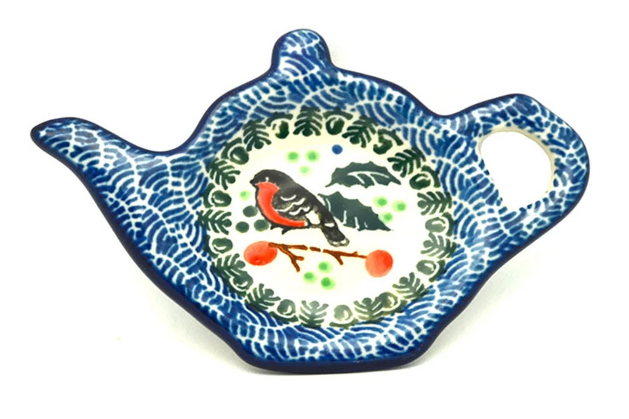 Polish Pottery Tea Bag Holder - Red Robin