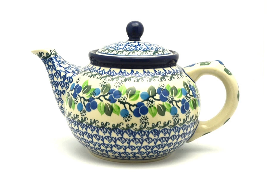 Polish Pottery Teapot - 1 1/4 Qt. - Blue Berries