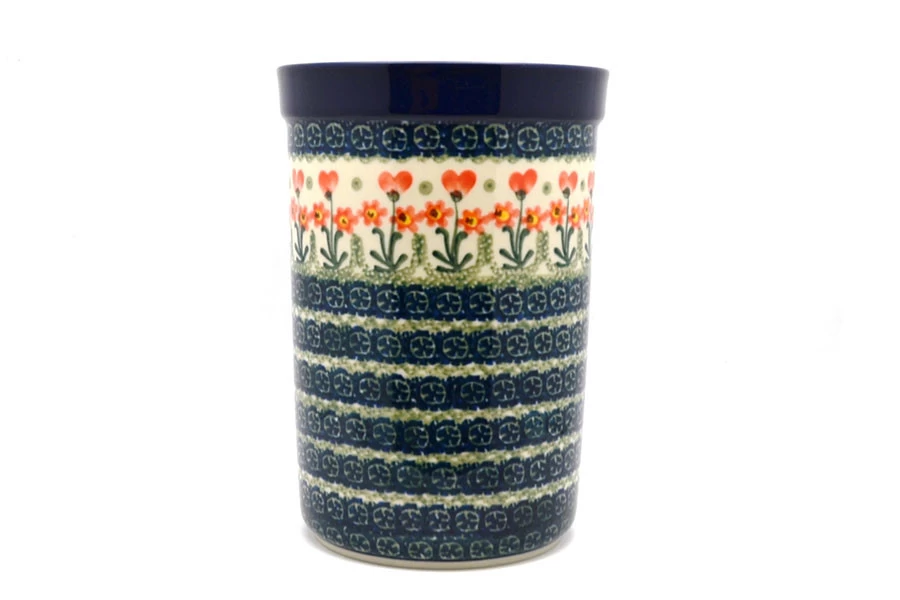 Polish Pottery Wine Crock - Peach Spring Daisy